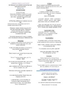 A menu of the restaurant at the hotel